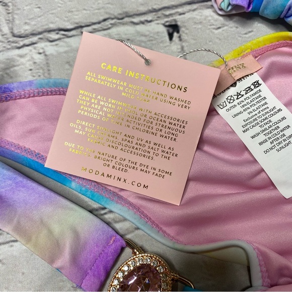 Moda Minx Rio Rainbow Amour crystal tie side brazilian bikini bottom Small NEW - Picture 7 of 8